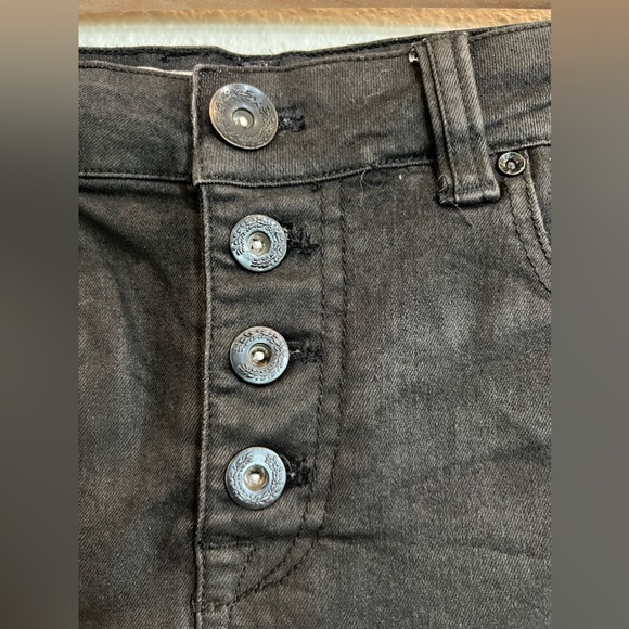 Free People Lone Ranger Black Denim Jean Shorts Lace Up Size 27 - Picture 8 of 11